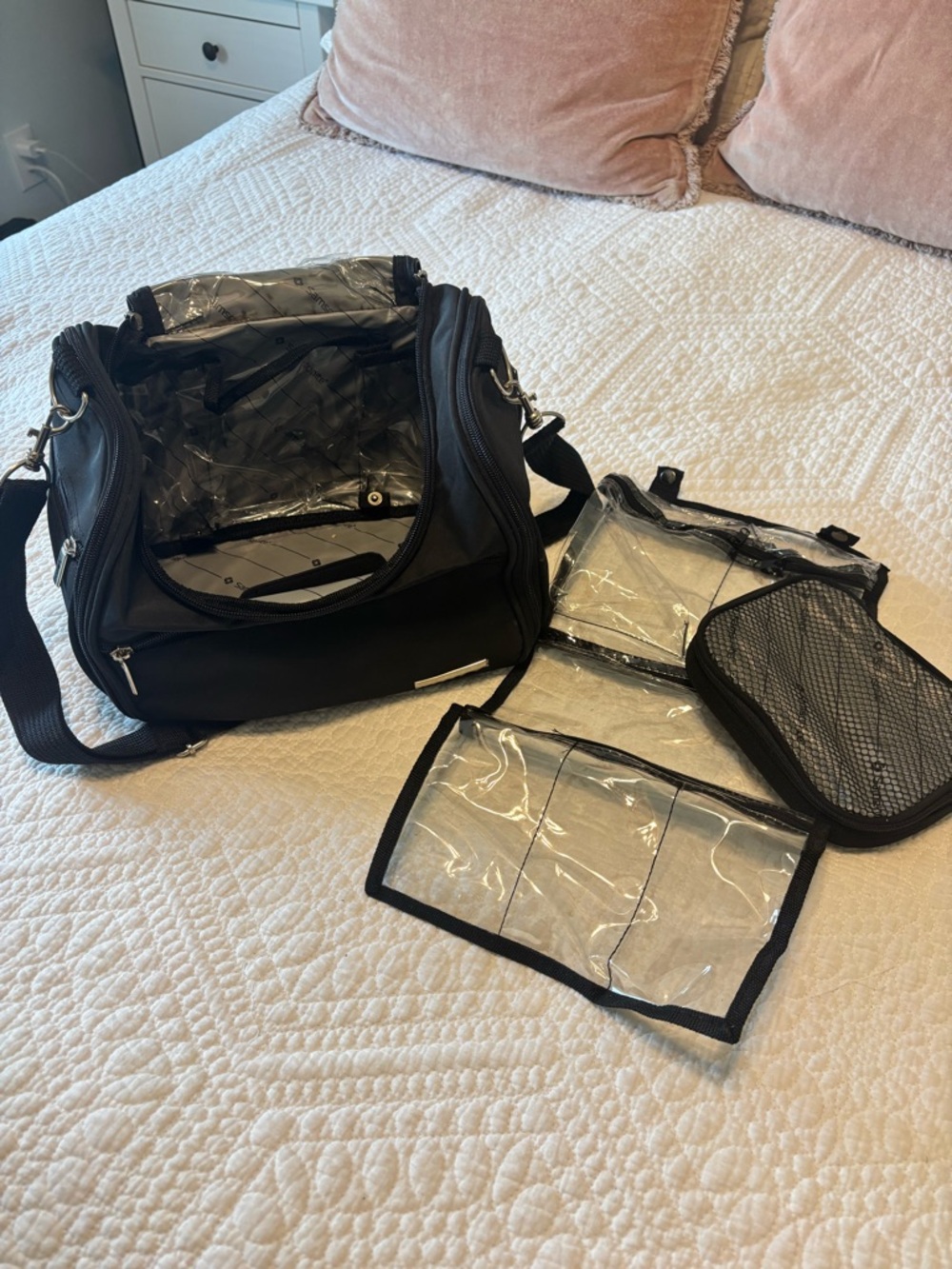Samsonite Black Travel Toiletry Bag with Clear Organizer Pouches